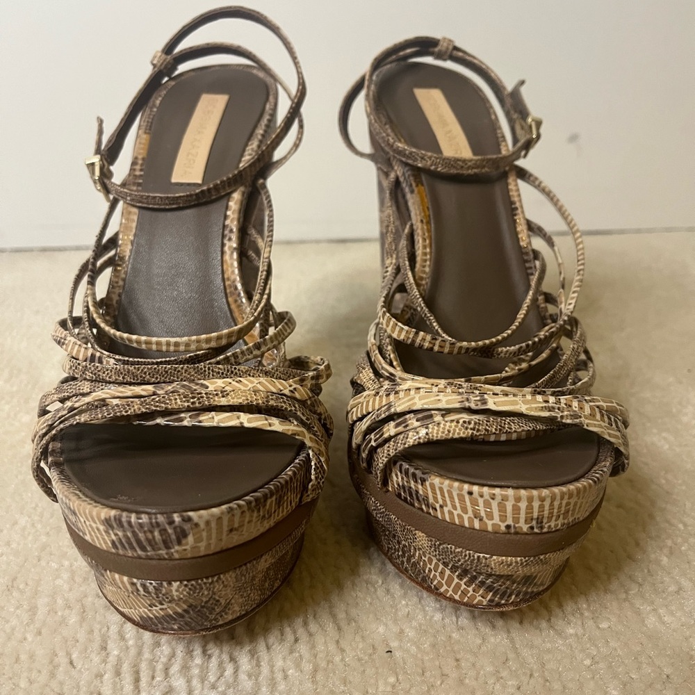 BCBG Max Azria faux snakeskin wedge heels size 9